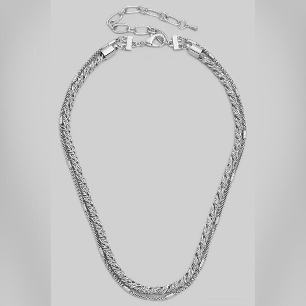1 LEFT!! AZALEA SILVER LAYERED ROPE CHAIN NECKLACE